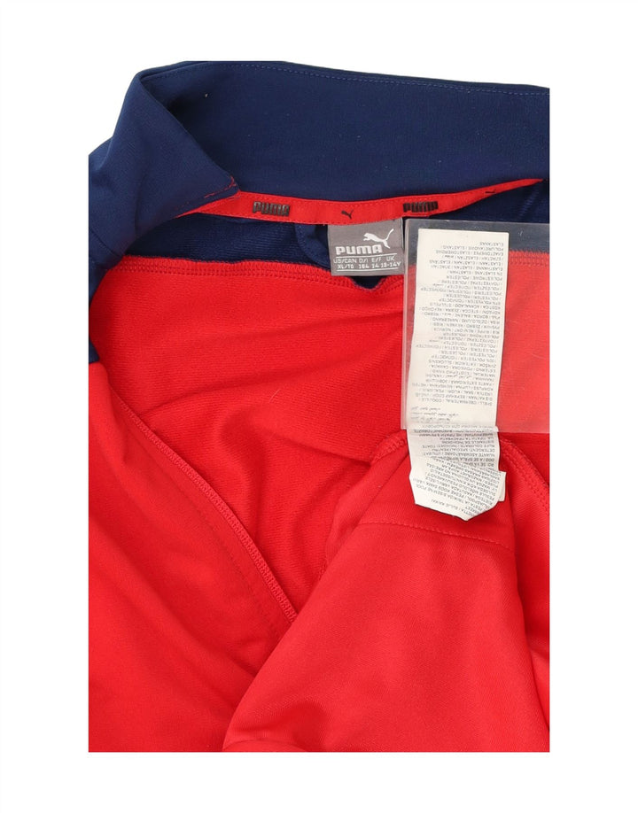 PUMA Boys Tracksuit Top Jacket 13-14 Years Red Colourblock Polyester Vintage Puma and Second-Hand Puma from Messina Hembry 