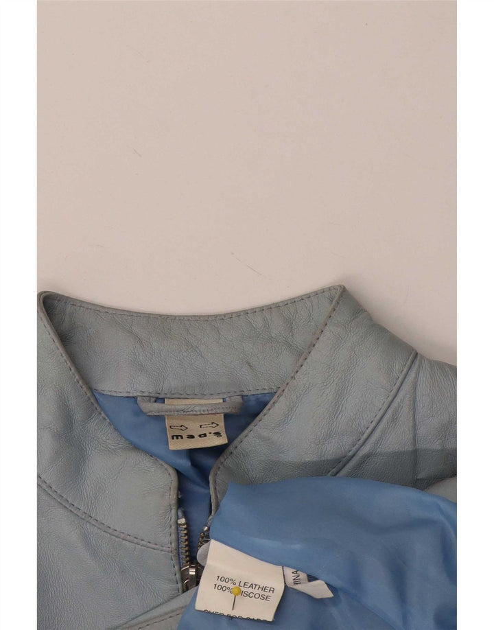 Vintage Γυναικείο Δερμάτινο Μπουφάν UK 14 Medium Blue Leather