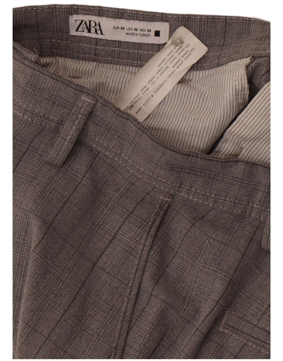 Zara Ανδρικό παντελόνι Chino Slim EU 38 Small W30 L28 Grey Check Polyester