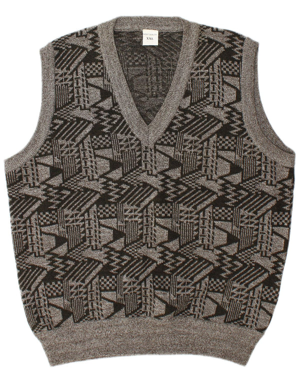 Vintage ανδρικό γιλέκο Tank Top 2XL Γκρι γεωμετρικό μαλλί