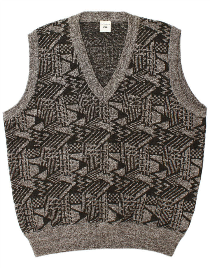 Vintage ανδρικό γιλέκο Tank Top 2XL Γκρι γεωμετρικό μαλλί