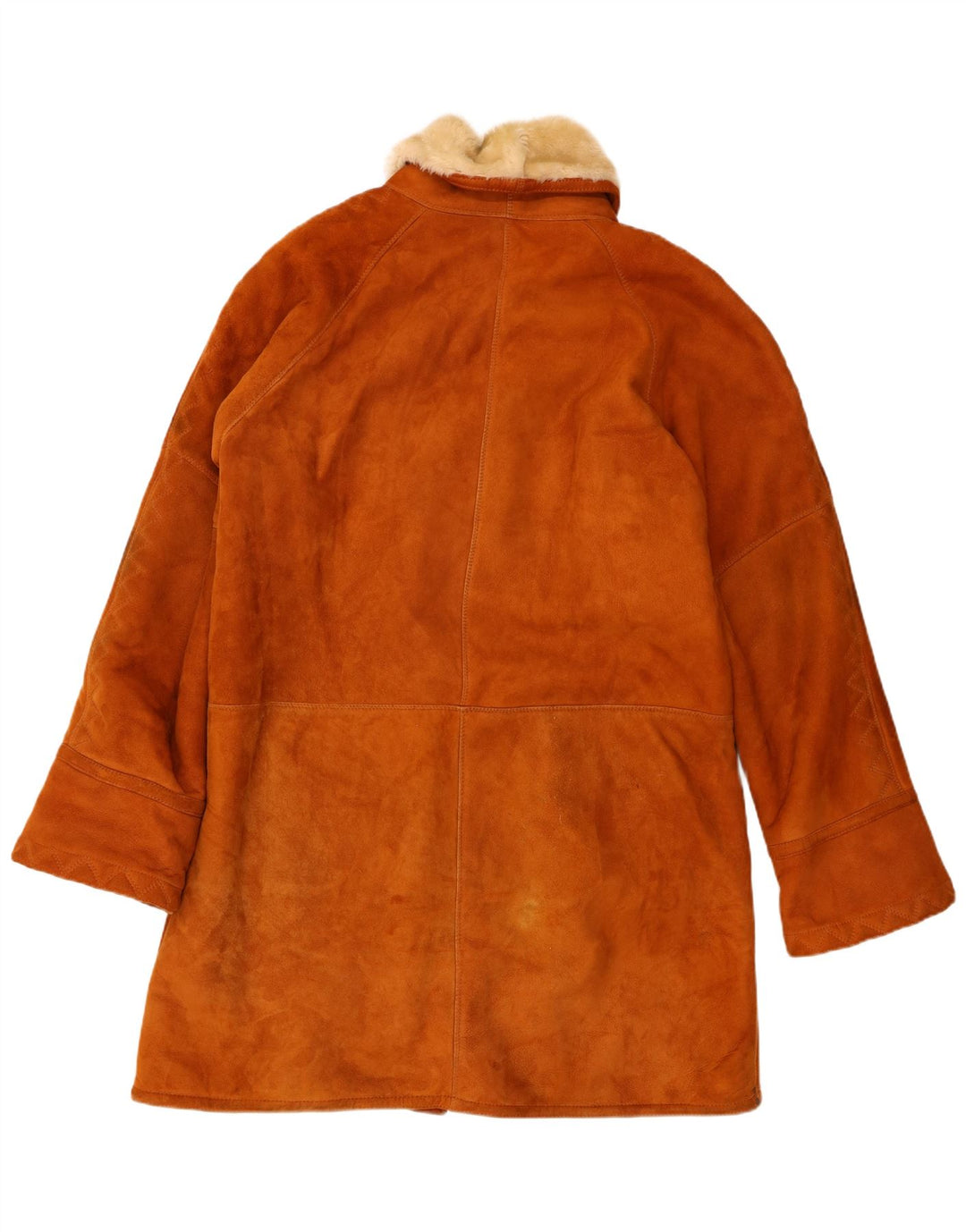 Vintage Γυναικείο παλτό Shearling Loose Fit IT 48 XL Δερμάτινο καφέ
