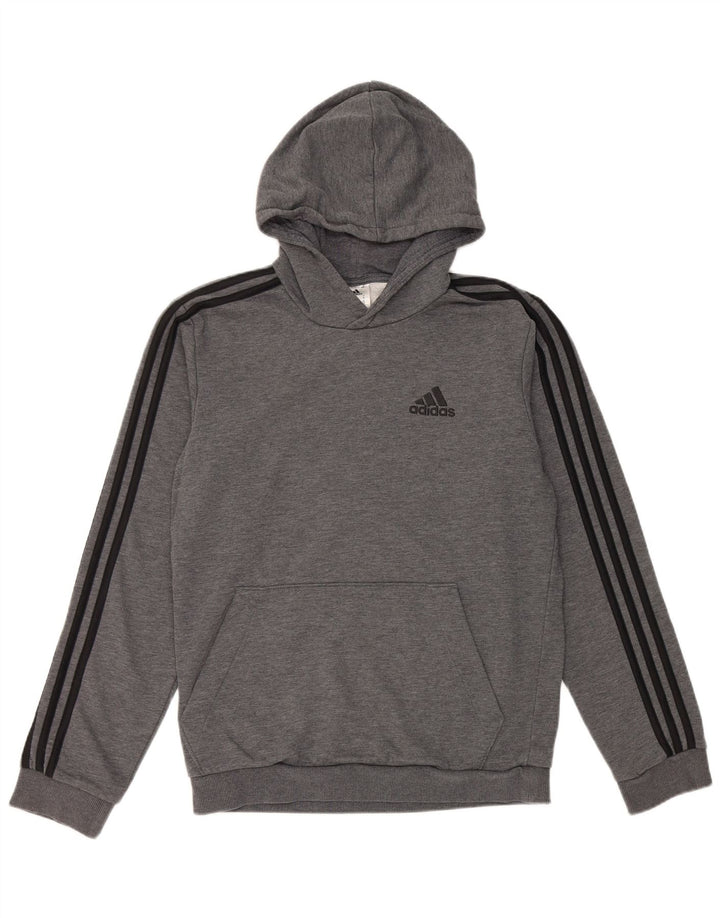 Adidas Ανδρικό Hoodie Jumper Μικρό γκρι βαμβακερό
