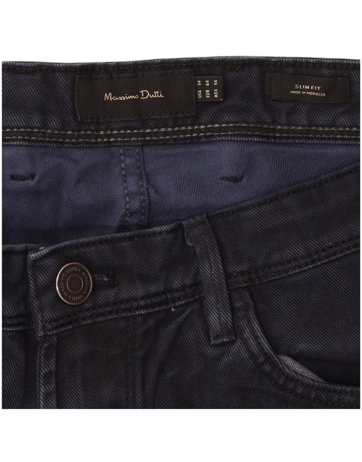 Massimo Dutti Ανδρικά Slim Jeans EU 44 Large W34 L30 Navy Blue