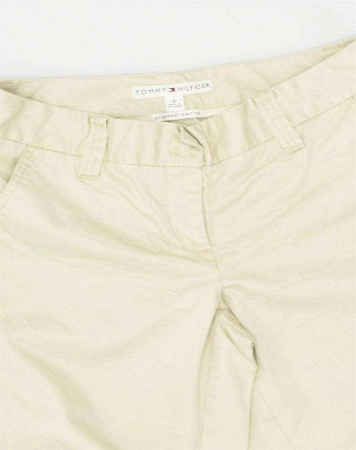 TOMMY HILFIGER Womens Cropped Casual Trousers US 6 Medium W28 L24 Beige | Vintage Tommy Hilfiger | Thrift | Second-Hand Tommy Hilfiger | Used Clothing | Messina Hembry 
