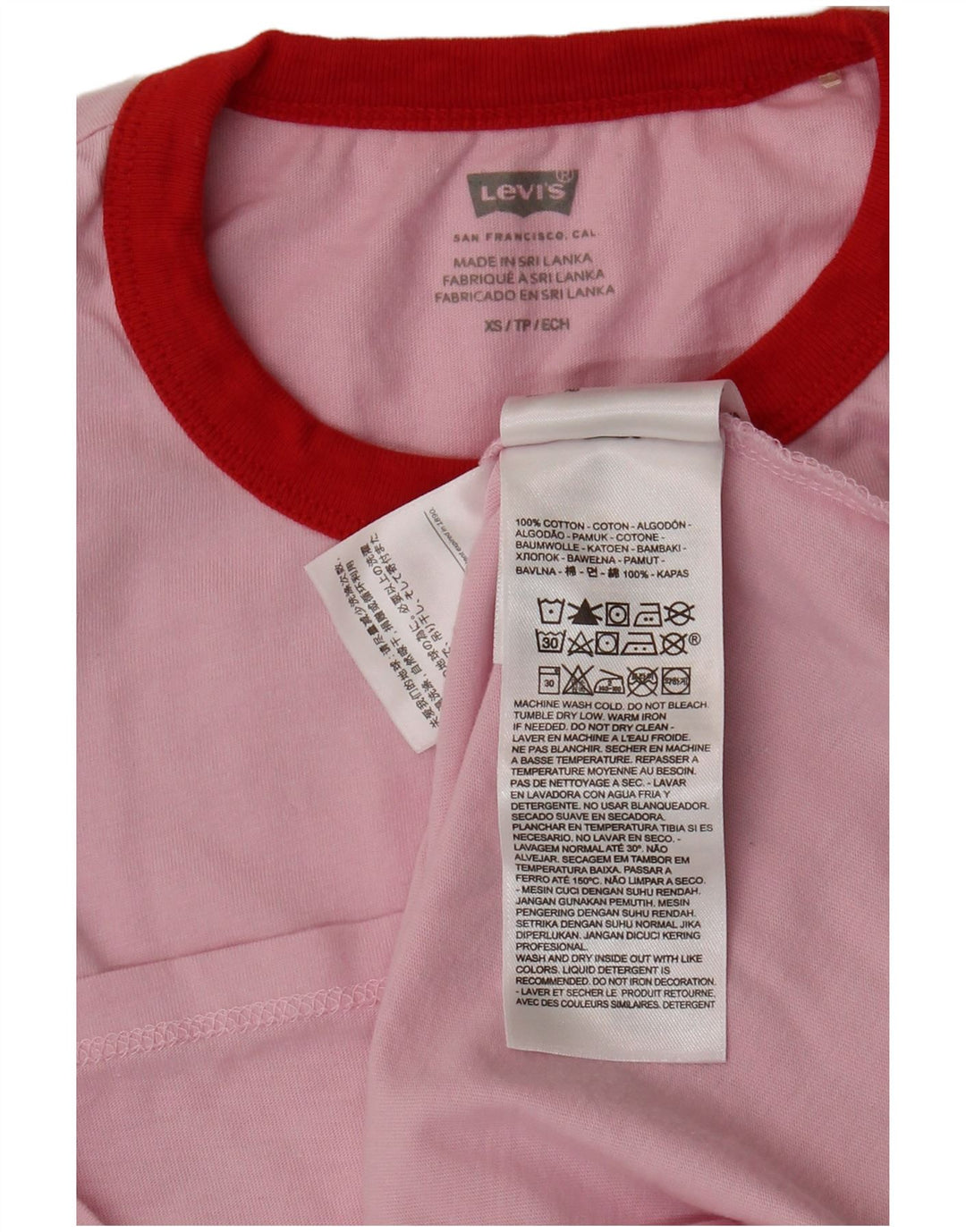 Γυναικείο γραφικό μπλουζάκι μεγάλου μεγέθους LEVI'S Top UK 6 XS Ροζ βαμβακερό