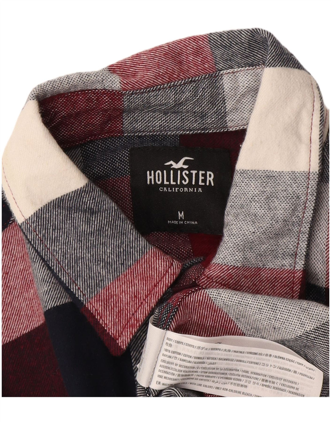 Ανδρικό φανελένιο πουκάμισο Hollister, μεσαίο μπορντό, βαμβακερό Gingham