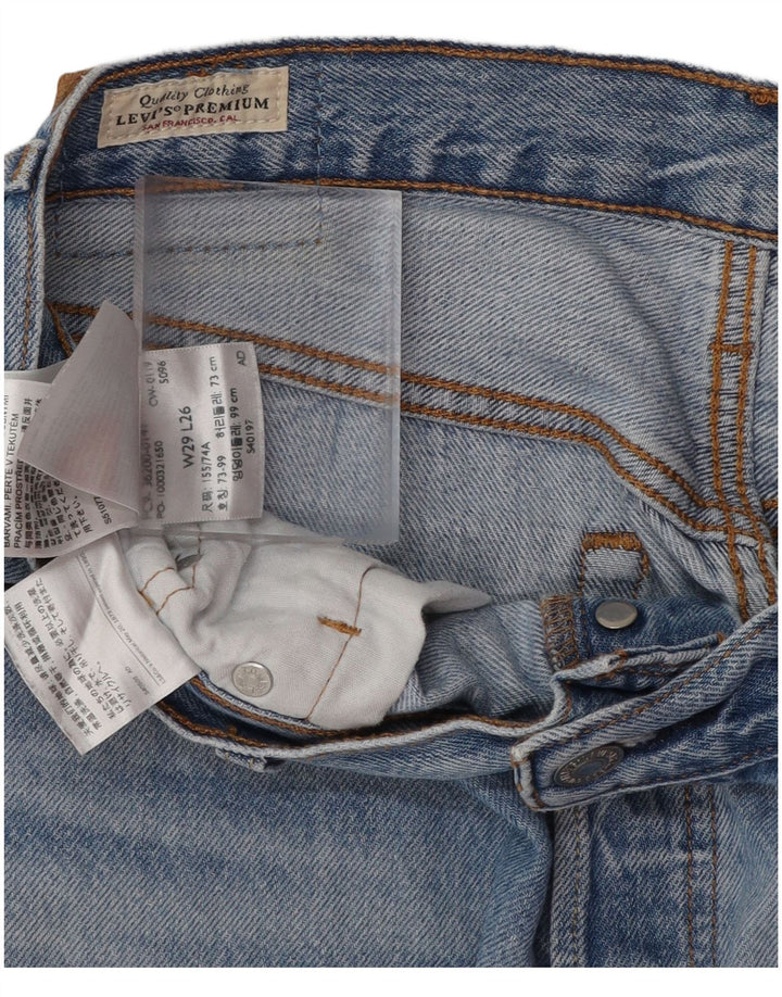 LEVI'S Womens 501 Distressed Straight Jeans W29 L26 Blue Cotton