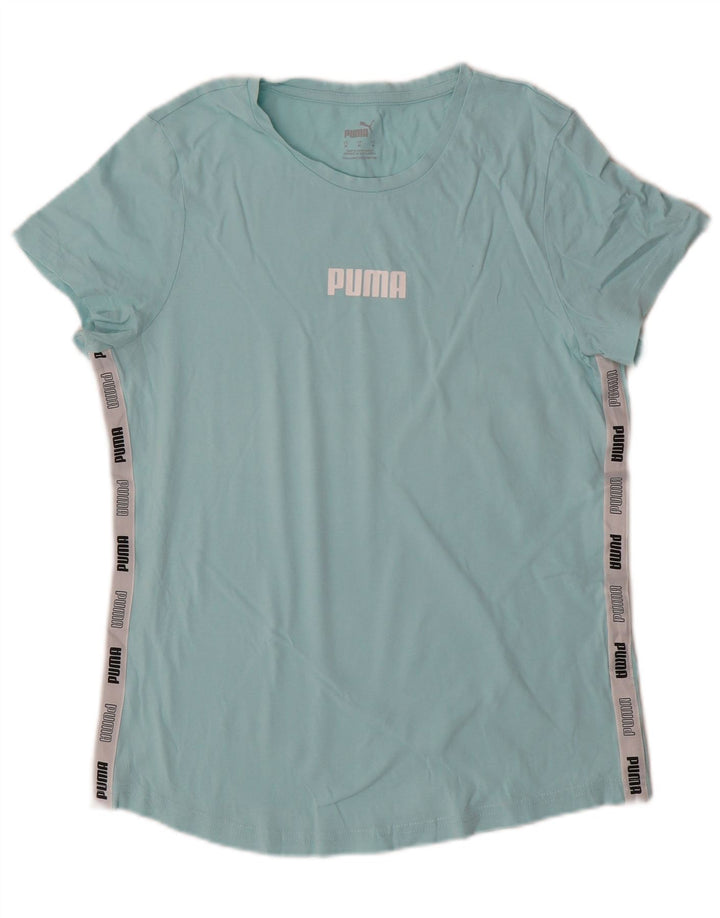 Γυναικείο γραφικό T-Shirt PUMA Top UK 12 Medium Blue Colourblock