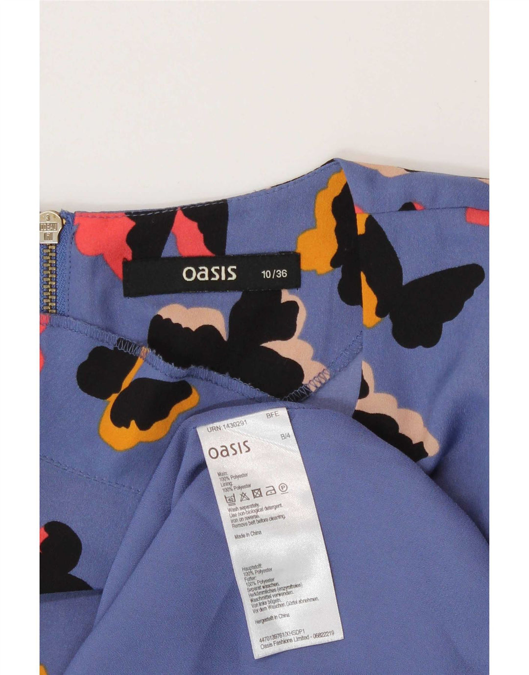 Γυναικείο φόρεμα Oasis A-Line UK 10 Small Blue Polyester Butterfly
