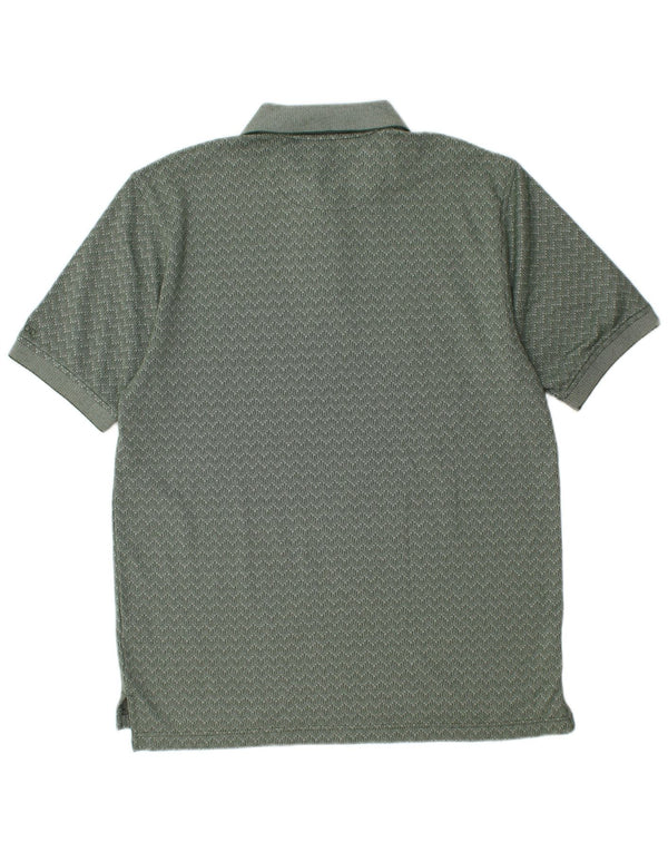 Izod Mens Polo Shirt Medium Green Chevron Cotton