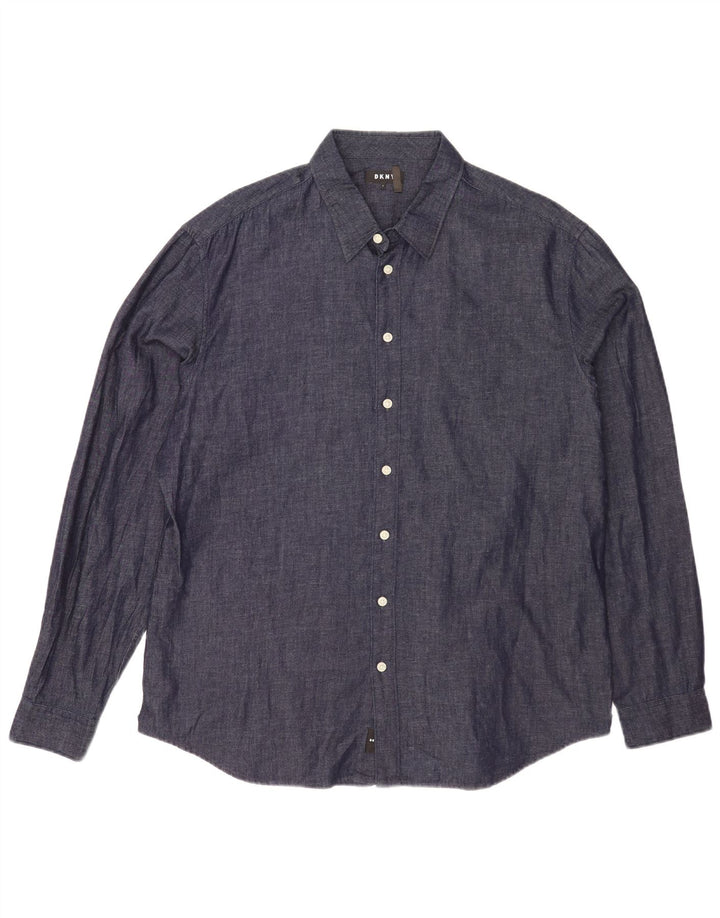 Ανδρικό πουκάμισο Dkny Μεγάλο Βαμβακερό Navy Blue