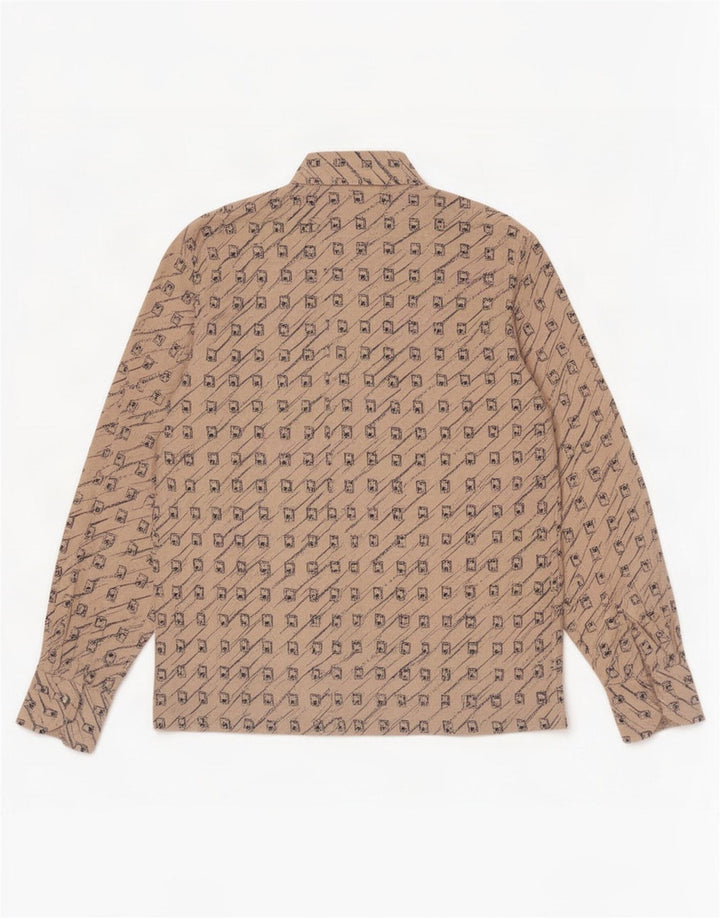 Vintage γυναικείο πουλόβερ πουκάμισο UK 12 Medium Beige γεωμετρικό