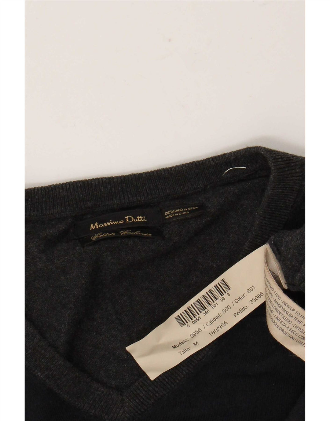 Ανδρικό πουλόβερ Massimo Dutti με V λαιμόκοψη, μεσαίο γκρι βαμβακερό χρώμα