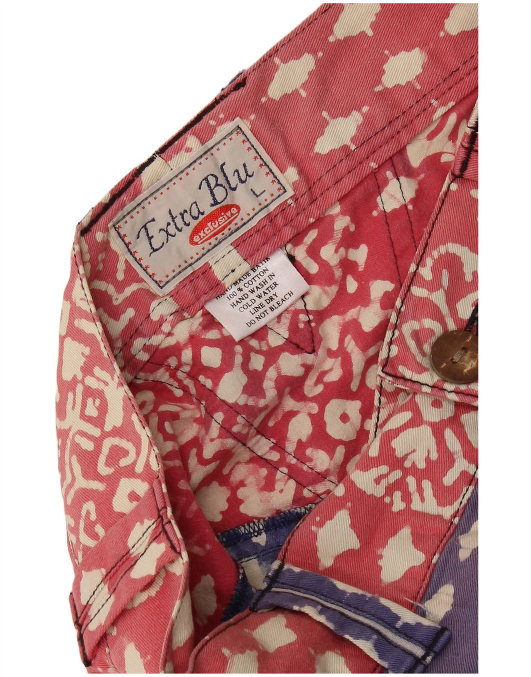 Vintage γυναικεία αφηρημένη μοτίβο τζιν φούστα μολύβι μεγάλη W28 μπλε βαμβακερή