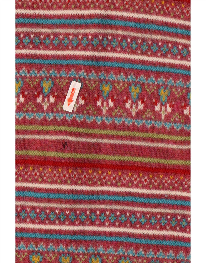 Stefanel Γυναικείο πουλόβερ με ζακέτα UK 14 Medium Red Fair Isle Wool