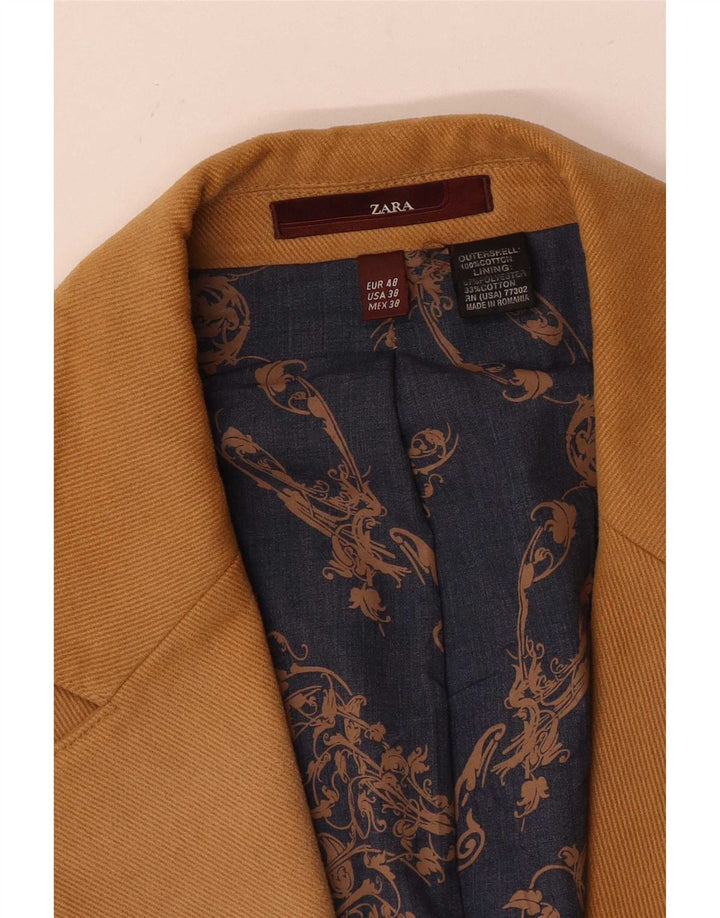 Zara Ανδρικό σακάκι μπλέιζερ με 2 κουμπιά EU 48 Μεσαίο καφέ βαμβακερό