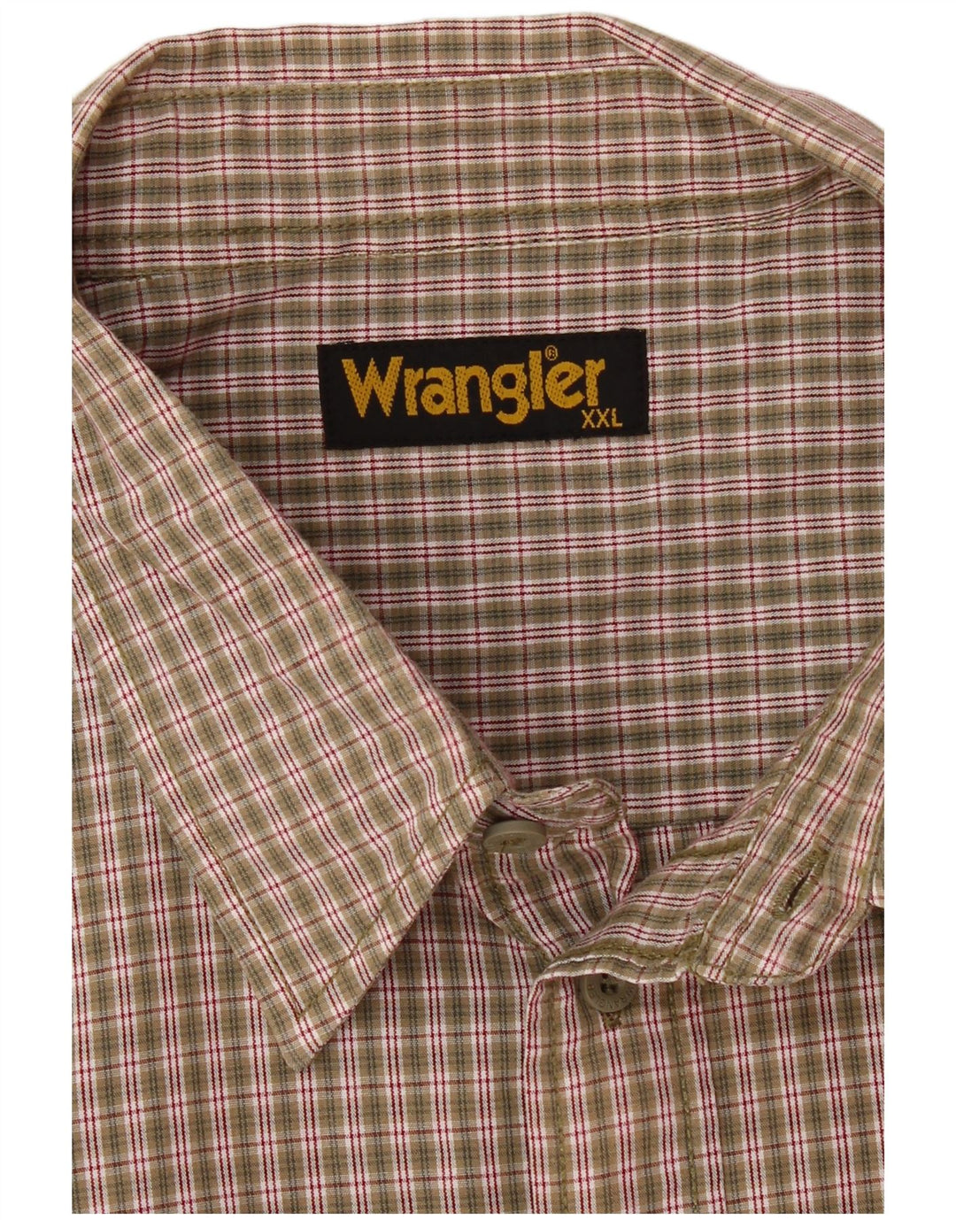 Ανδρικό κοντομάνικο πουκάμισο WRANGLER 2XL Khaki Gingham