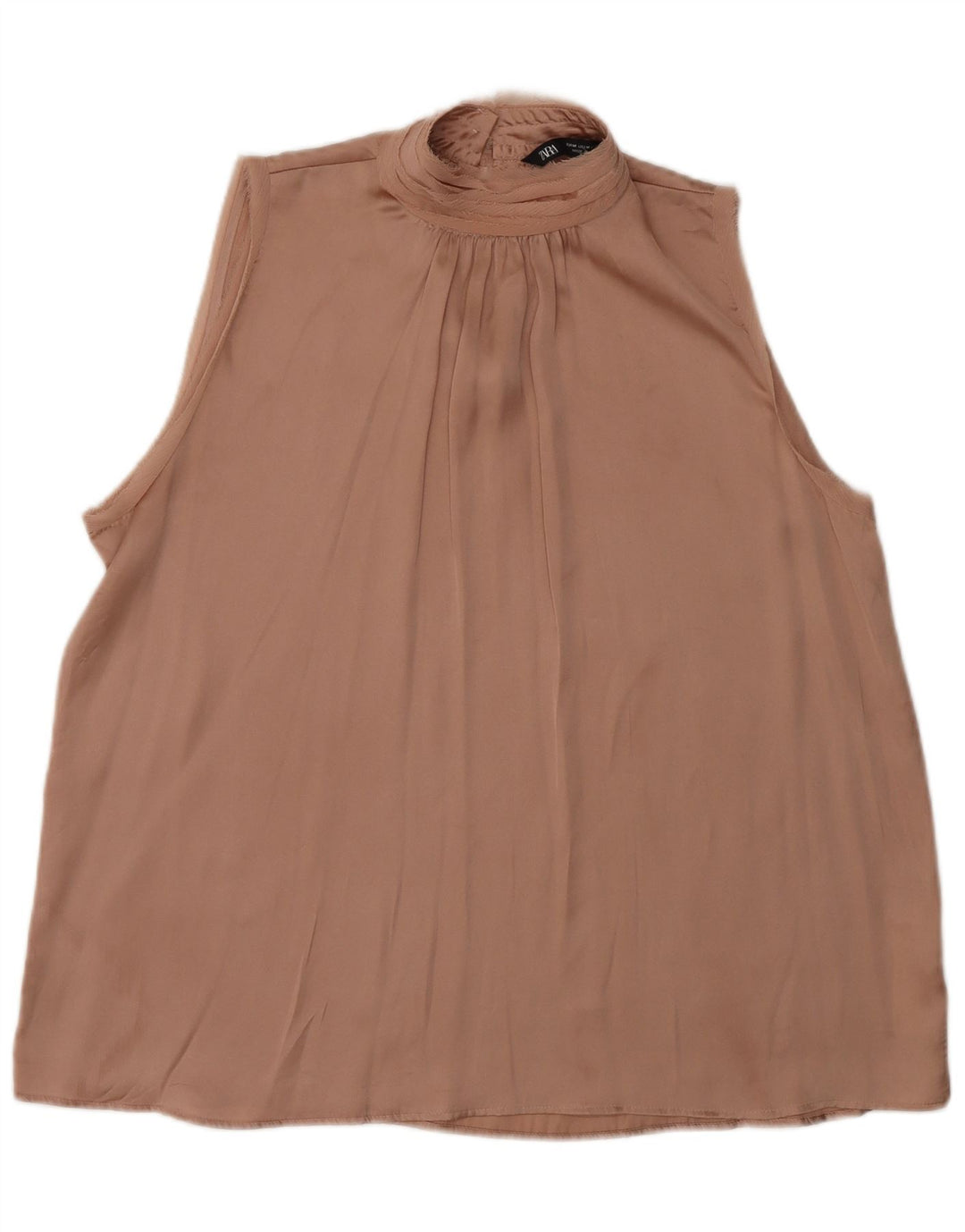 ZARA Γυναικεία Αμάνικη Μπλούζα Τοπ UK 12 Μεσαίου Ροζ Πολυεστέρας