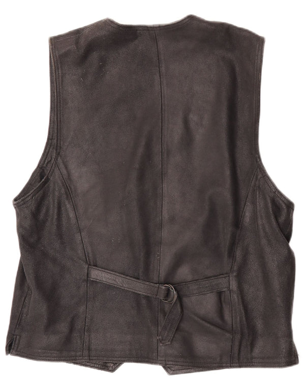 Vintage Ανδρικό Suede Γιλέκο IT 48 Medium Μαύρο Δερμάτινο