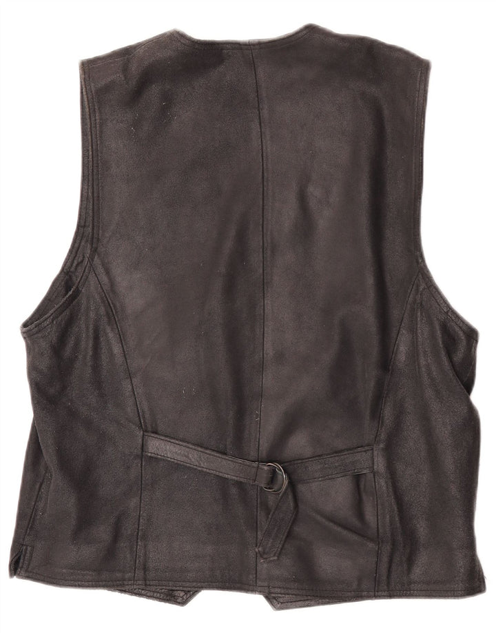 Vintage Ανδρικό Suede Γιλέκο IT 48 Medium Μαύρο Δερμάτινο