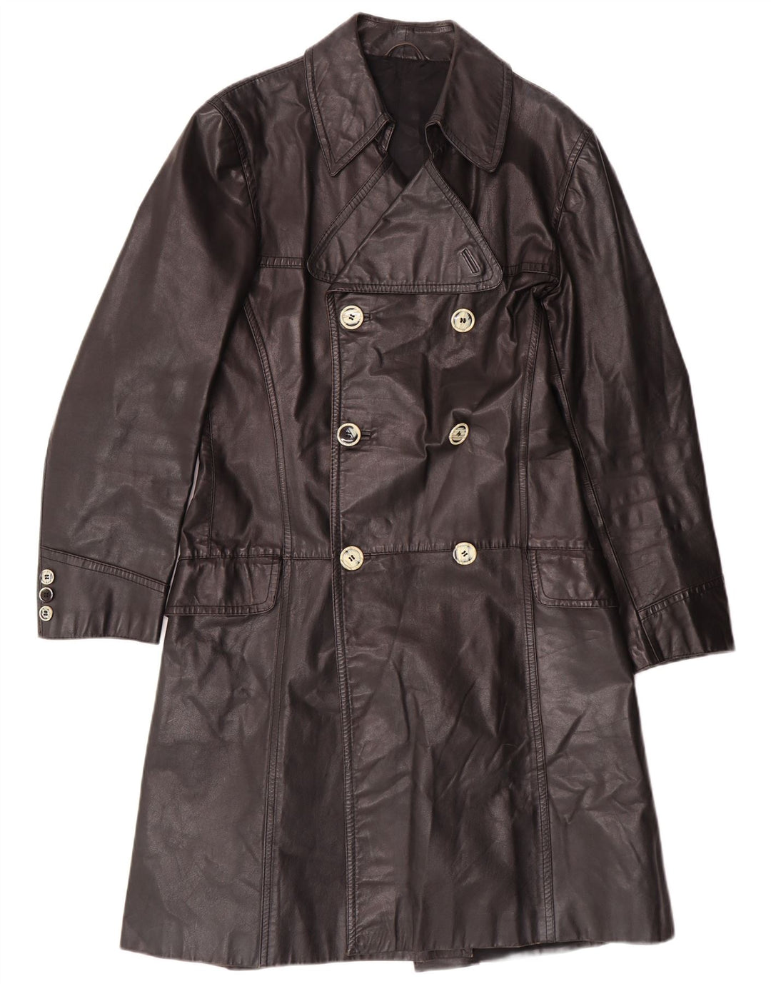 Vintage Ανδρικό Δερμάτινο Παλτό IT 46 Small Black Leather Classic