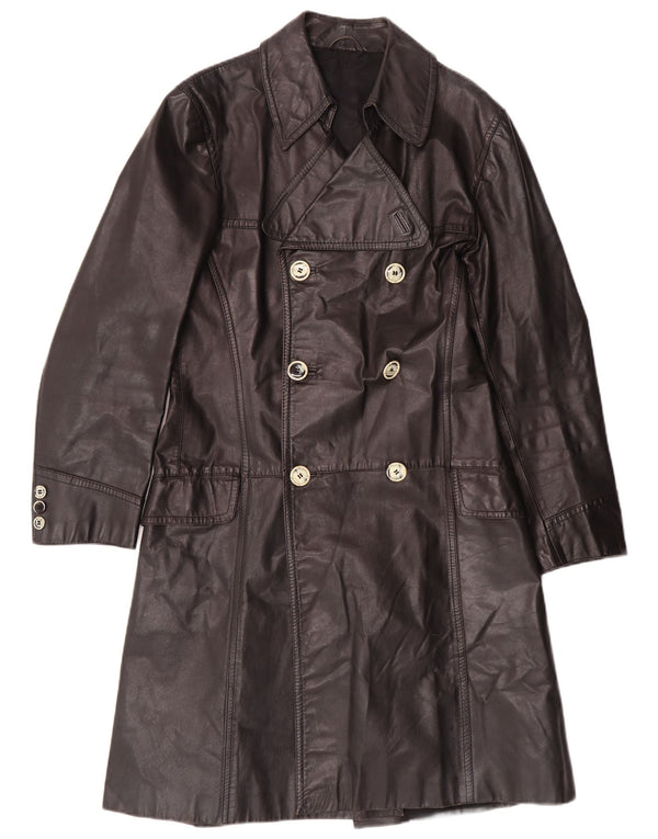 Vintage Ανδρικό Δερμάτινο Παλτό IT 46 Small Black Leather Classic