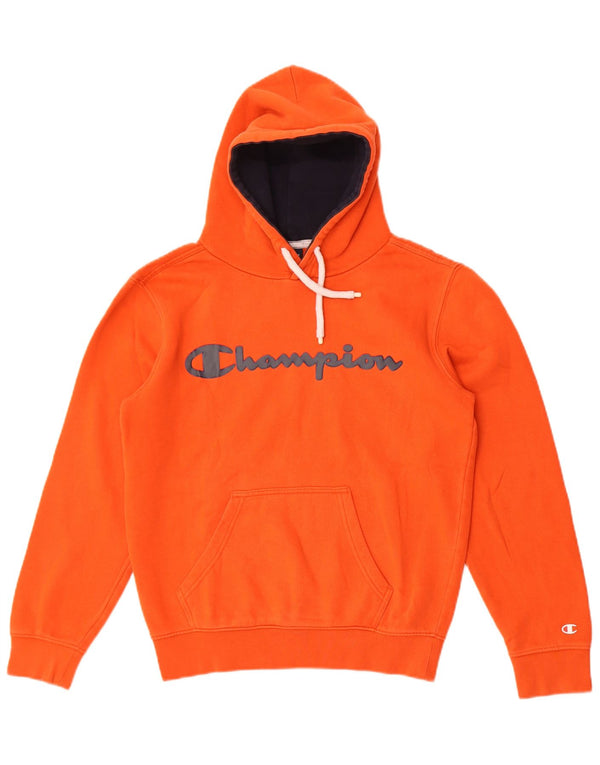Champion Womens Graphic Oversized Hoodie Jumper UK 6 XS Orange Cotton