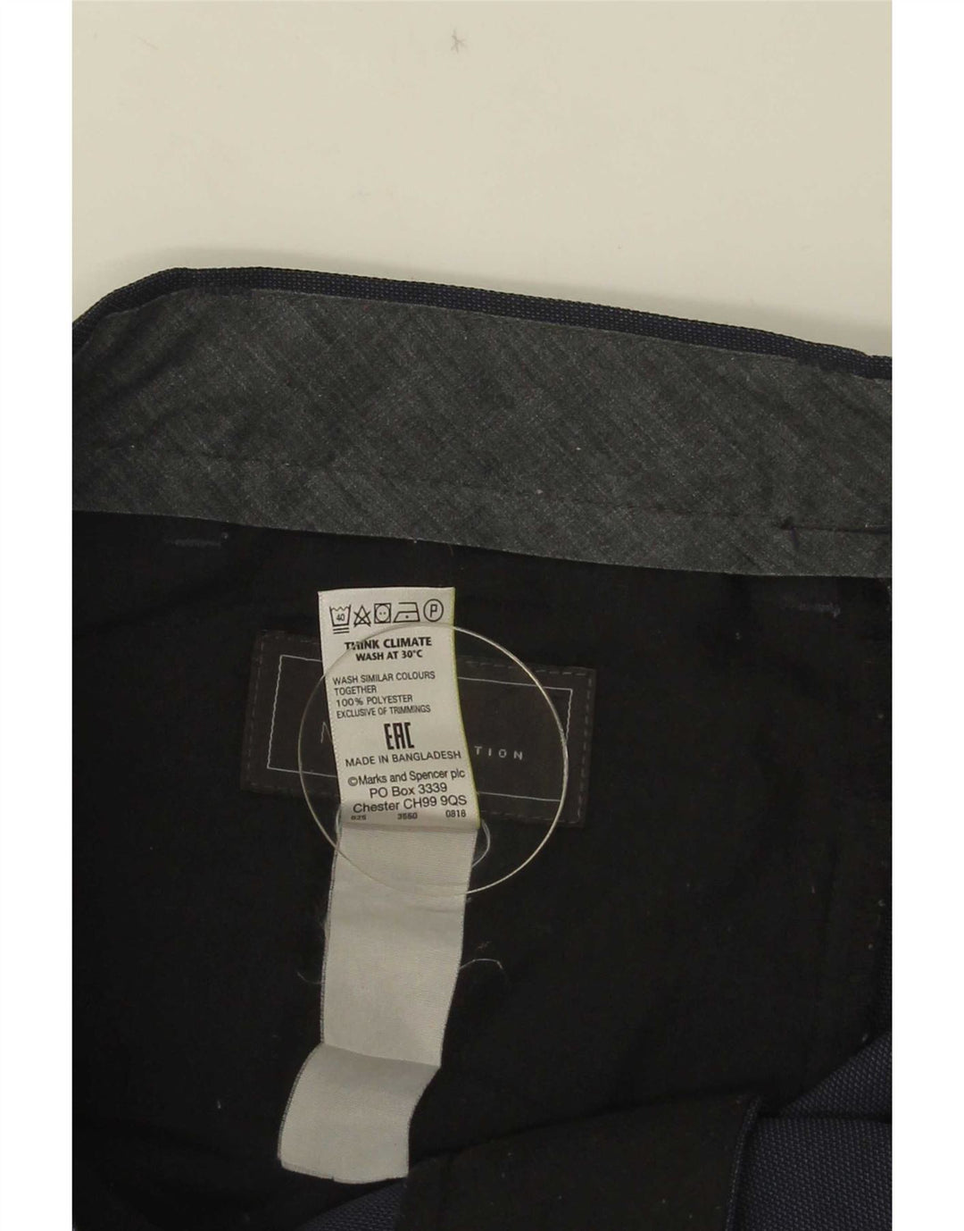 Marks & Spencer Ανδρικό ίσιο παντελόνι με κανονική εφαρμογή W38 L28 Navy Blue