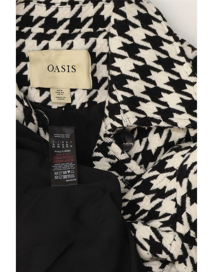 Oasis Γυναικείο παλτό με διπλό στήθος UK 8 Small Black Houndstooth Polyester