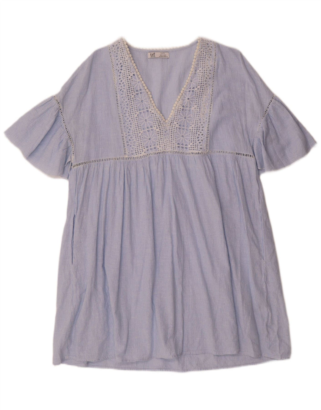 Γυναικείο φόρεμα ZARA Shift UK 14 Medium Blue Pinstripe