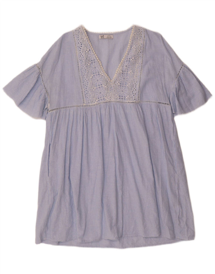 Γυναικείο φόρεμα ZARA Shift UK 14 Medium Blue Pinstripe