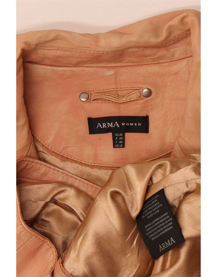 Arma Γυναικείο Δερμάτινο Μπουφάν Biker UK 16 Large Beige