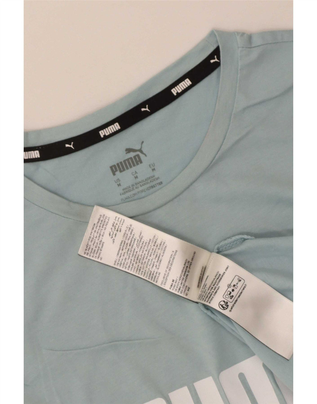 Puma Γυναικείο T-Shirt Top UK 12 μεσαίου μπλε βαμβακερό