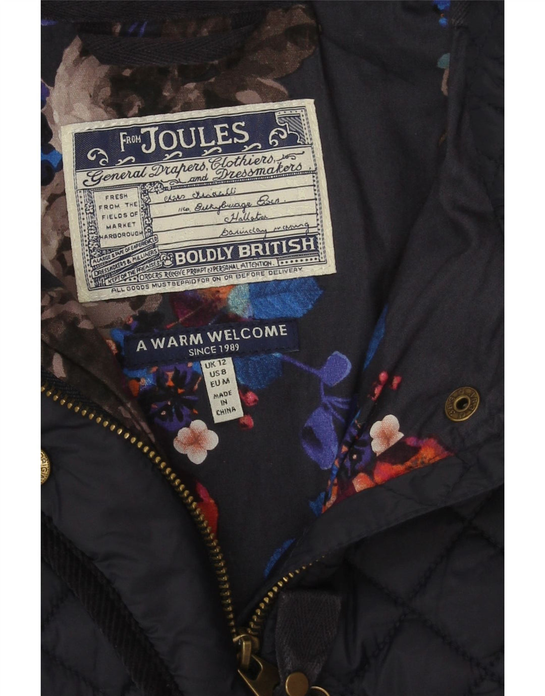 Joules Γυναικείο Καπιτονέ μπουφάν UK 12 Medium Navy Blue Polyamide