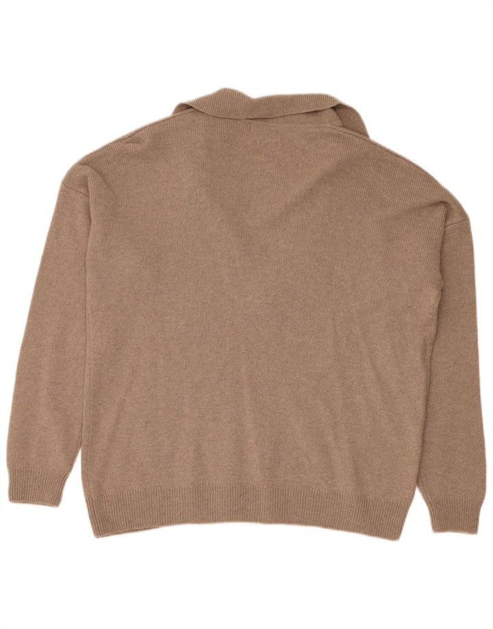 Massimo Dutti Γυναικείο πουλόβερ πόλο με λαιμόκοψη μεγάλου μεγέθους UK 14 Μεσαίο καφέ