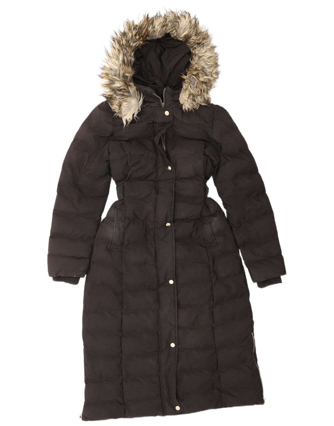 OASIS Γυναικείο παλτό με κουκούλα με επένδυση UK 12 μεσαίο μαύρο πολυεστέρα