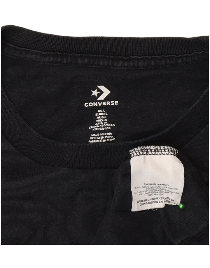 Ανδρικό γραφικό μπλουζάκι Converse Top μεγάλο μαύρο βαμβακερό