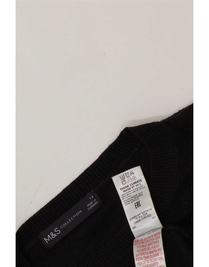 Marks & Spencer Γυναικείο πουλόβερ με λαιμόκοψη UK 14 μεσαίο μαύρο ακρυλικό