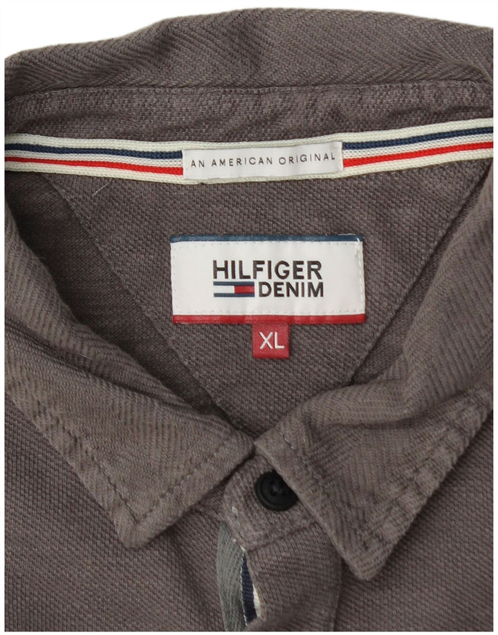 TOMMY HILFIGER Ανδρικό γραφικό μακρυμάνικο μπλουζάκι πόλο XL Γκρι