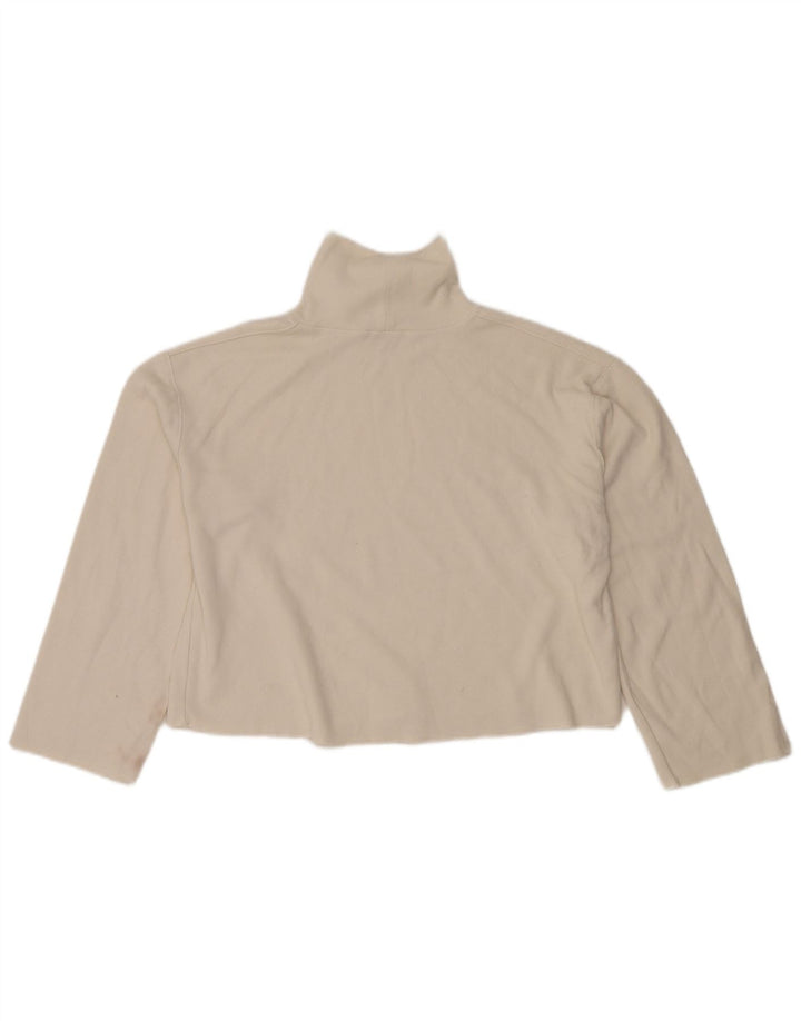 Zara Γυναικεία Μπλούζα Oversized Crop Μακρύ μανίκι UK 14 Μεσαίο λευκό βαμβακερό