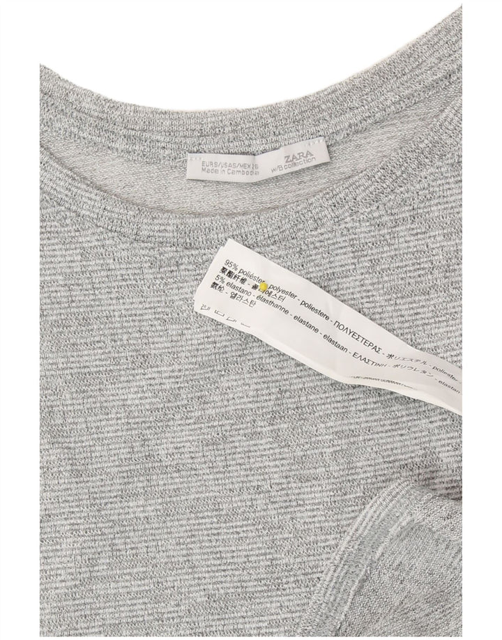 Zara γυναικείο μακρυμάνικο μπλουζάκι UK 10 Small Grey Flecked Polyester