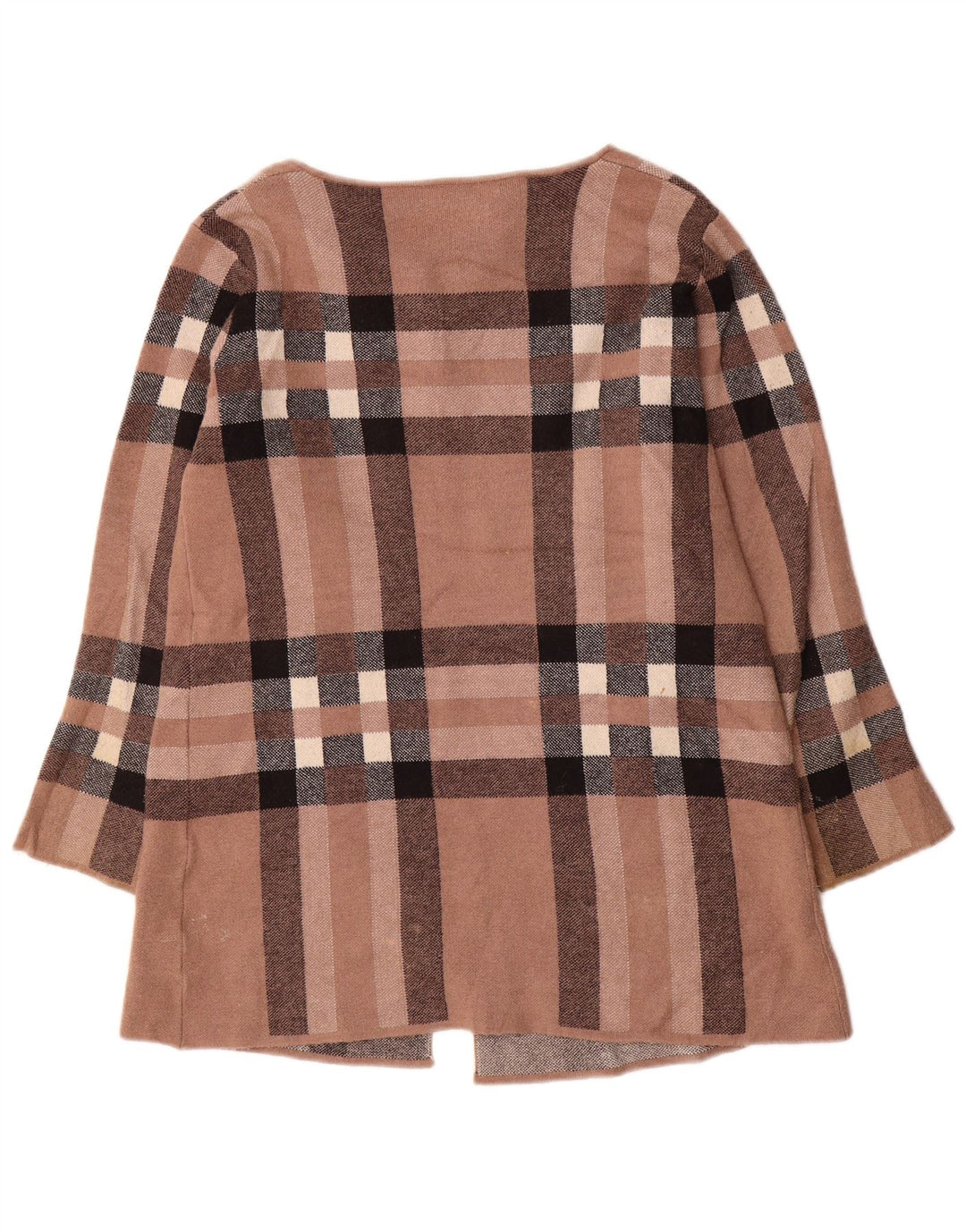 Zara Γυναικεία Ζακέτα UK 16 Large Brown Check Wool