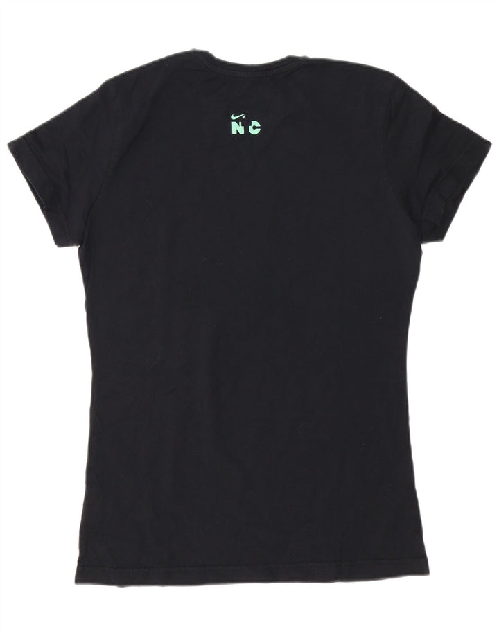 Γυναικείο T-Shirt Nike τοπ UK 12 μεσαίο μαύρο βαμβακερό