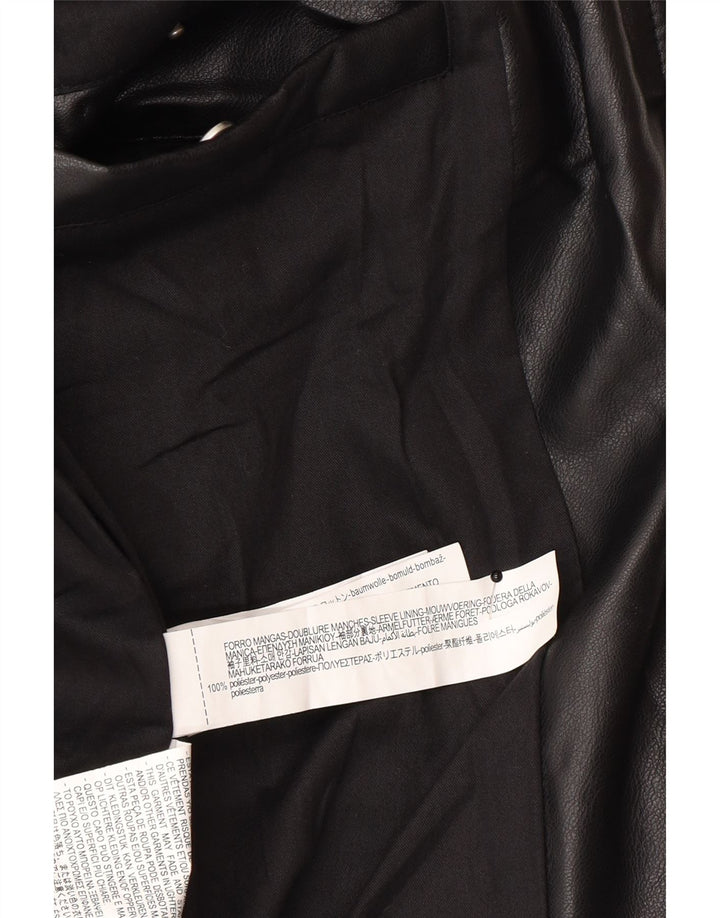 Zara Ανδρικό Μπουφάν από Faux Leather UK 42 XL Μαύρο Πολυεστέρας