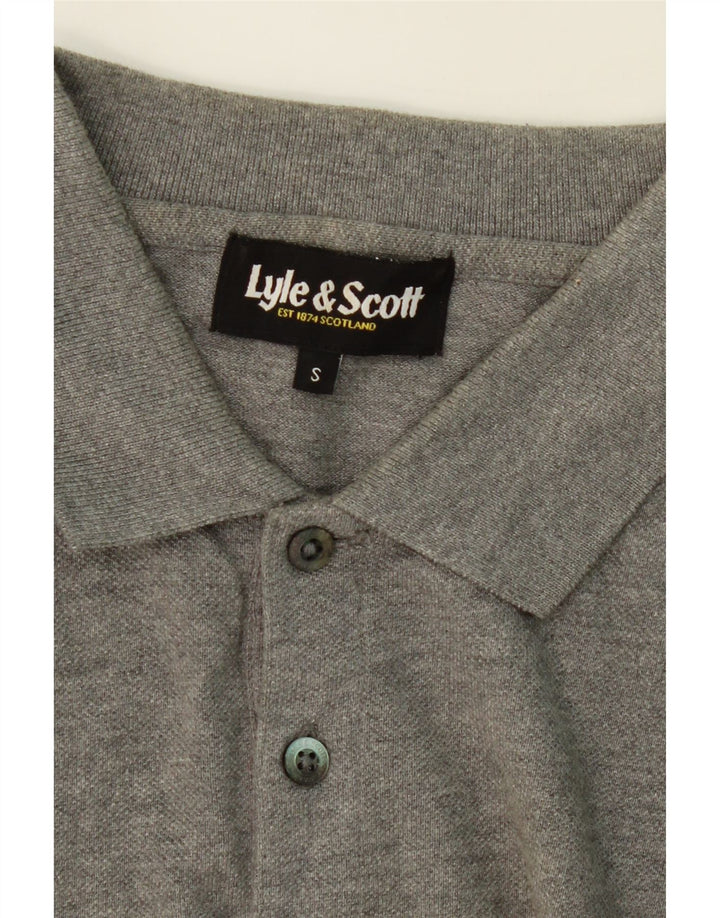 LYLE & SCOTT Womens Oversized Long Sleeve Polo Shirt UK 10 Small Grey Vintage Lyle & Scott and Second-Hand Lyle & Scott from Messina Hembry 