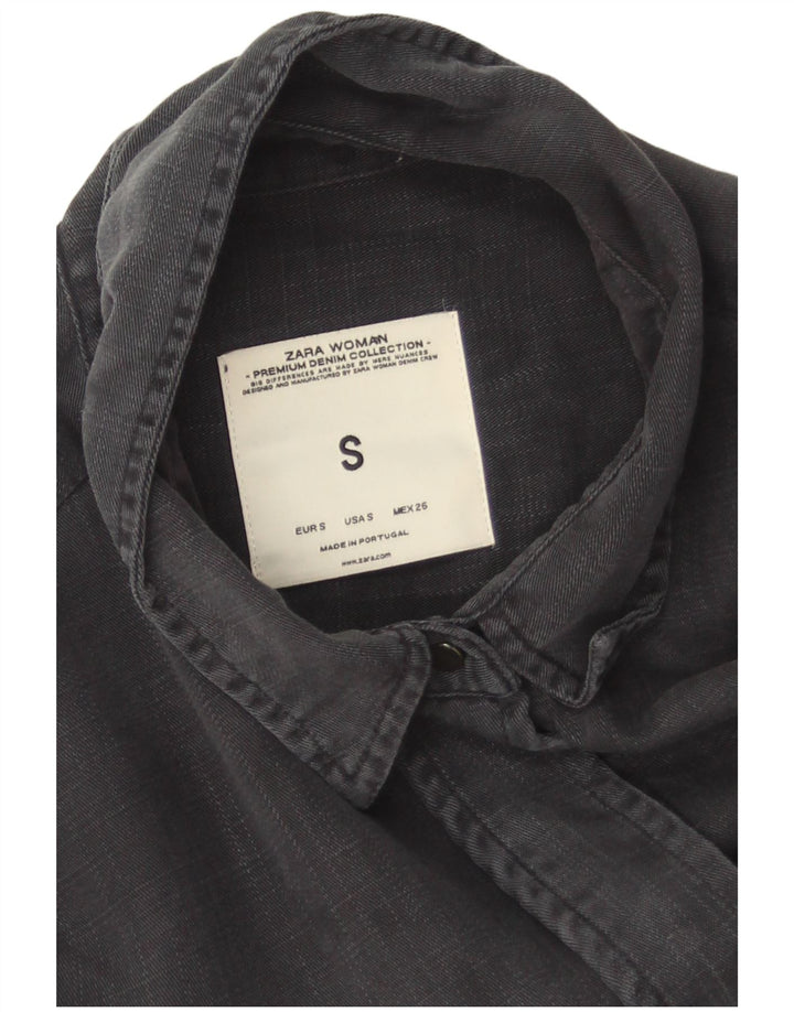 Zara Γυναικείο πουκάμισο Oversized UK 10 Small Grey Lyocell