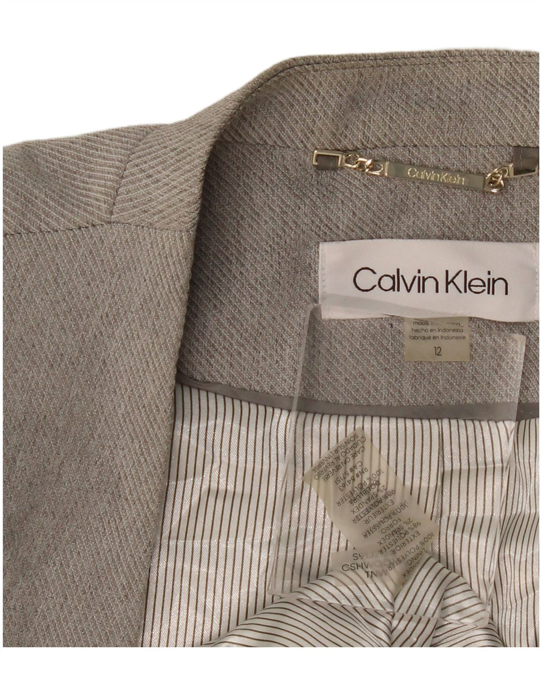 CALVIN KLEIN Γυναικείο Longline Open Blazer Jacket US 12 Large Grey Polyester