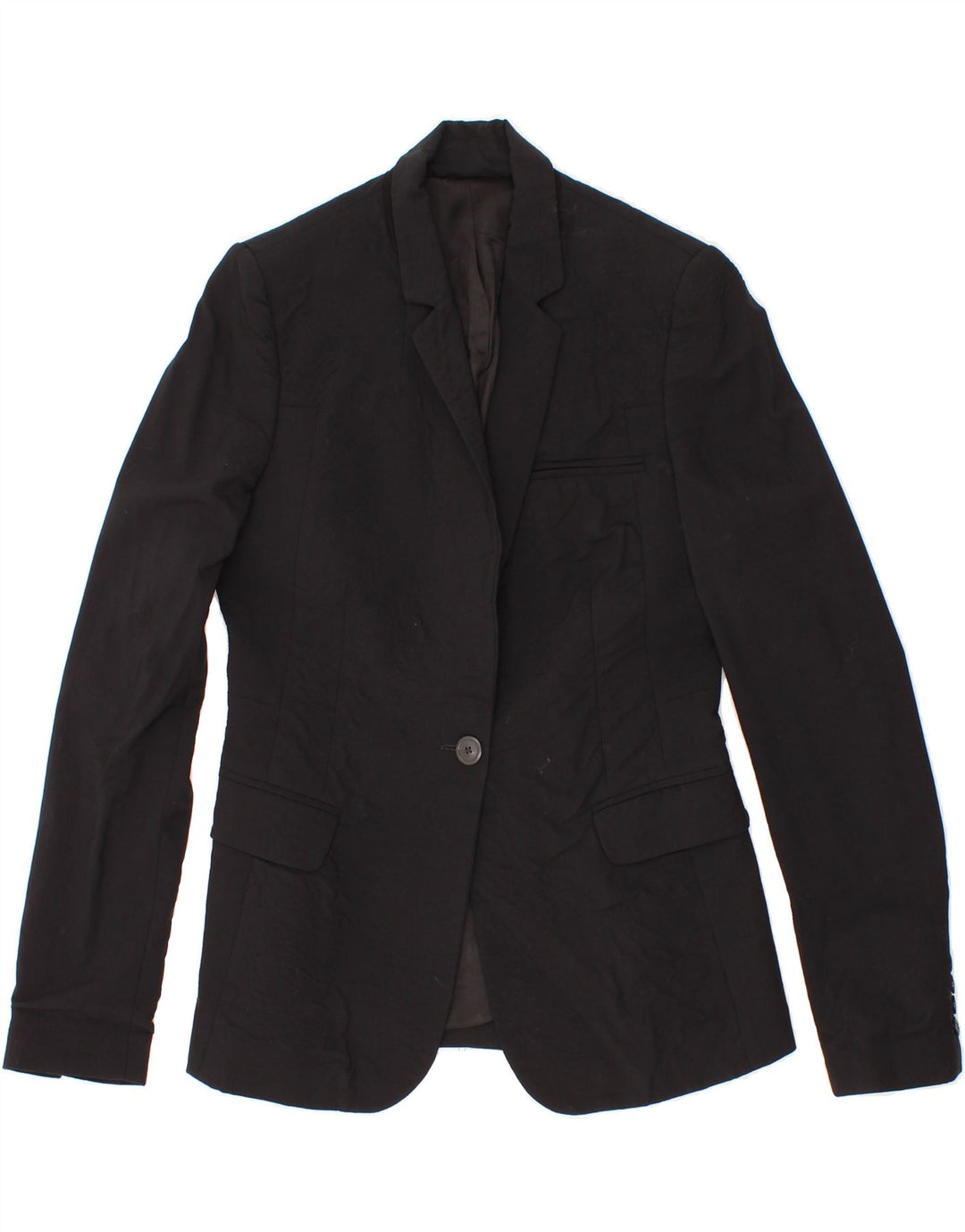WHISTLES Womens 1 Button Blazer Jacket UK 10 Small  Black Wool Vintage Whistles and Second-Hand Whistles from Messina Hembry 