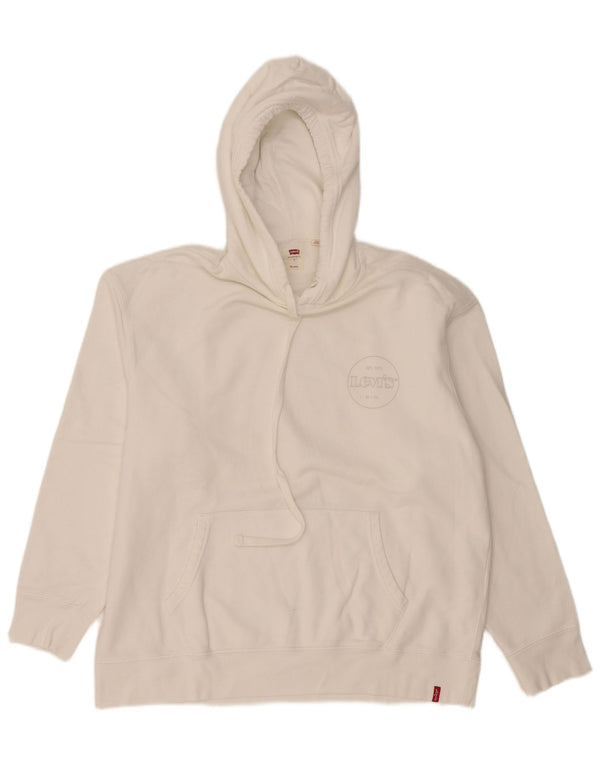 Levi's Mens Relaxed Hoodie Jumper Large White Cotton